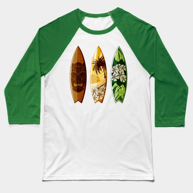 three decorated surfboards island style Baseball T-Shirt by pickledpossums